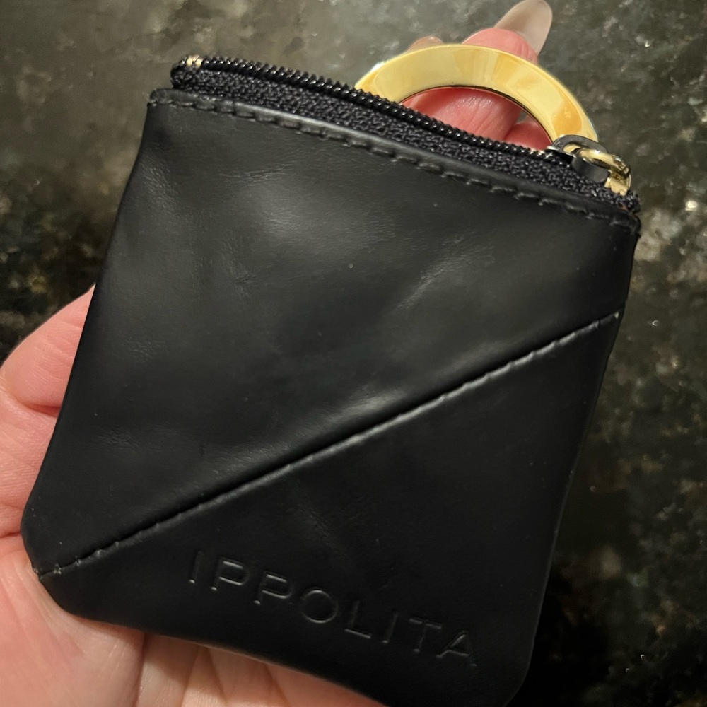 Ippolita Black Leather Pouch with Gold Accent